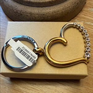 Brighton Gold and Silver Heart Keychain with Crystal Accents